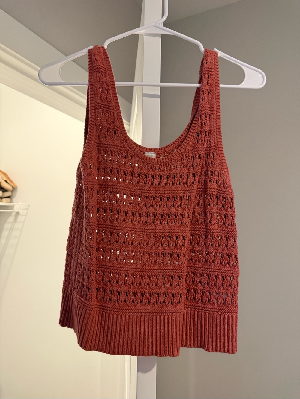 Women’s Brick Red Crochet Knit Tank Top